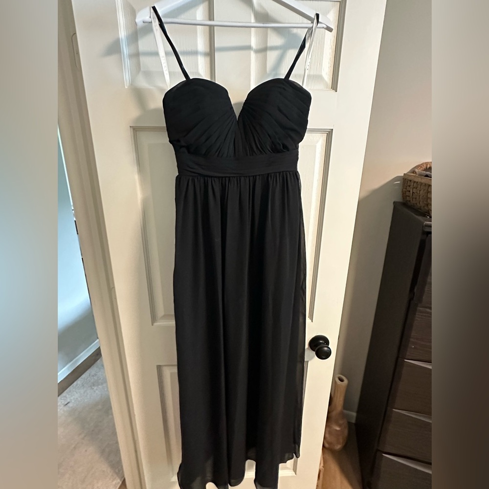 Azazie Black Strapless Bridesmaid Dress Lara